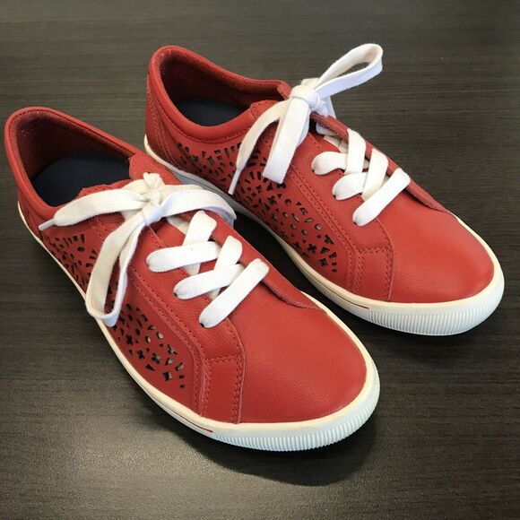 Ziera Denver Red Leather Laser Die Cut Hole Sneaker Shoes Women EU 36 FF US 5.5 - Picture 6 of 16